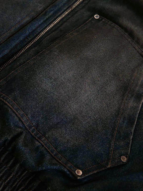 Jaqueta Washed Denim Fur Hooded