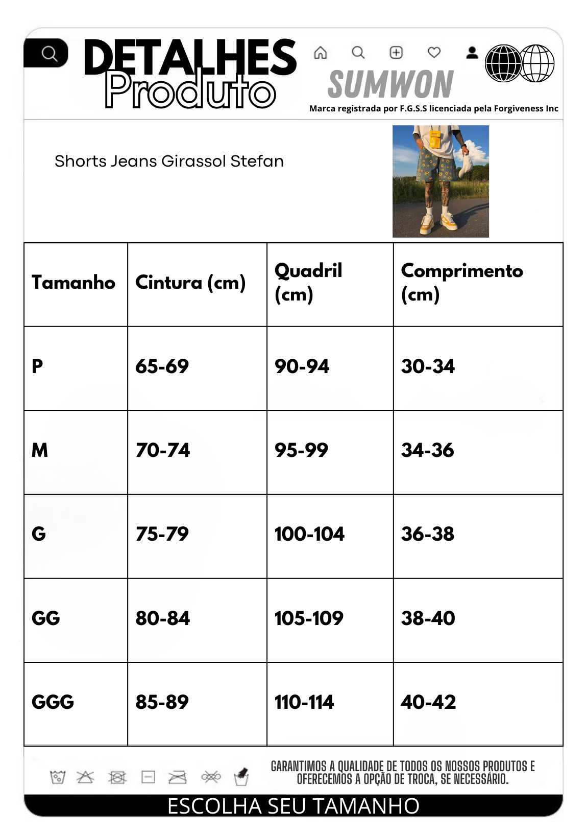 Shorts Jeans Girassol Stefan