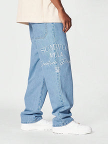 Calça SUMWON Denim reta com bordado