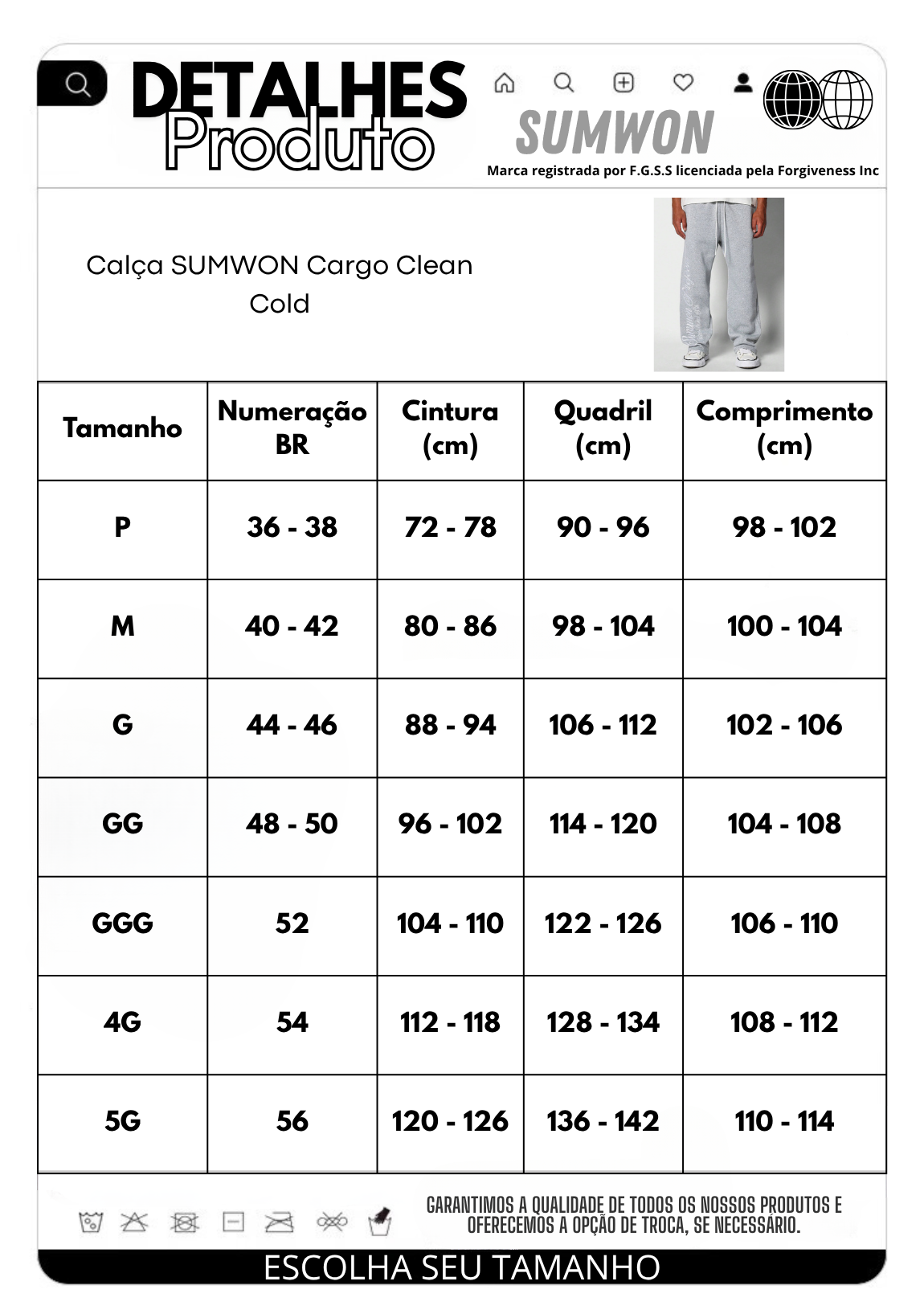 Calça SUMWON Cargo Clean Cold
