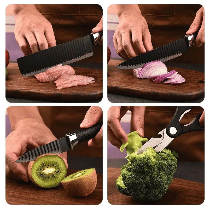 Kit de 6 Facas Premium — Super Afiadas, Antiaderentes e Ideais para Churrasco e Cozinha