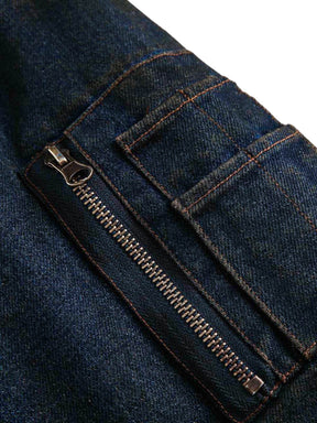 Jaqueta Washed Denim Fur Hooded